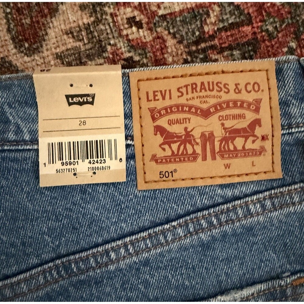 Levi’s 501 High Rise Women’s Shorts Size 28 Medium Wash Cut Off Blue Denim NWT - Picture 9 of 15